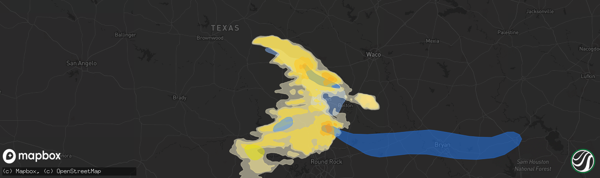 Hail map in Copperas Cove, TX on April 28, 2023