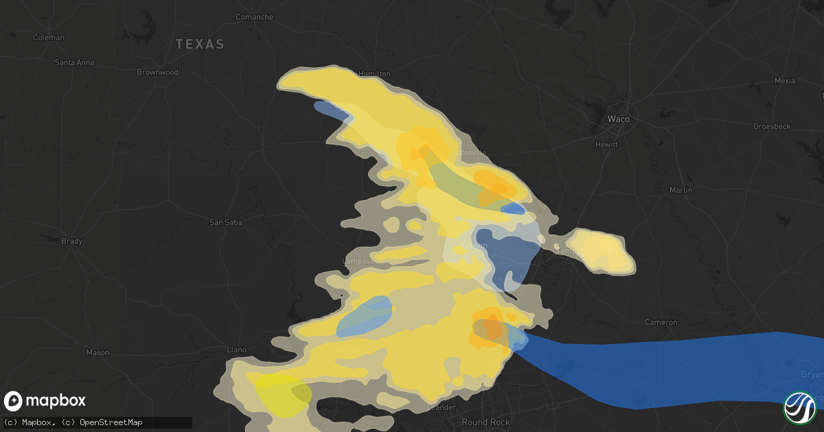 Hail map in Copperas Cove, TX on April 28, 2023