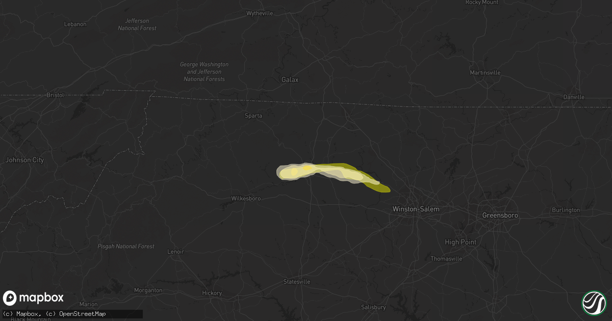 Hail map in Elkin, NC on April 28, 2023