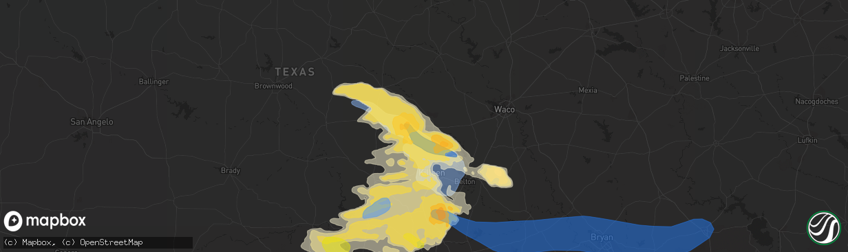 Hail map in Gatesville, TX on April 28, 2023