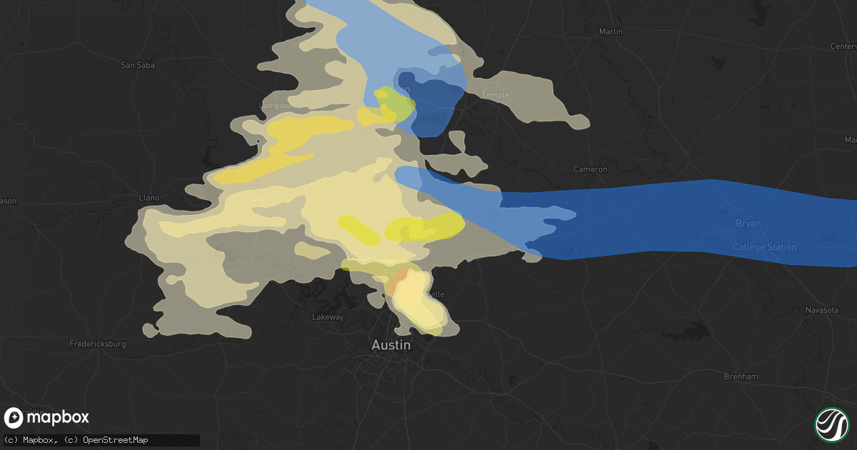 Hail map in Georgetown, TX on April 28, 2023