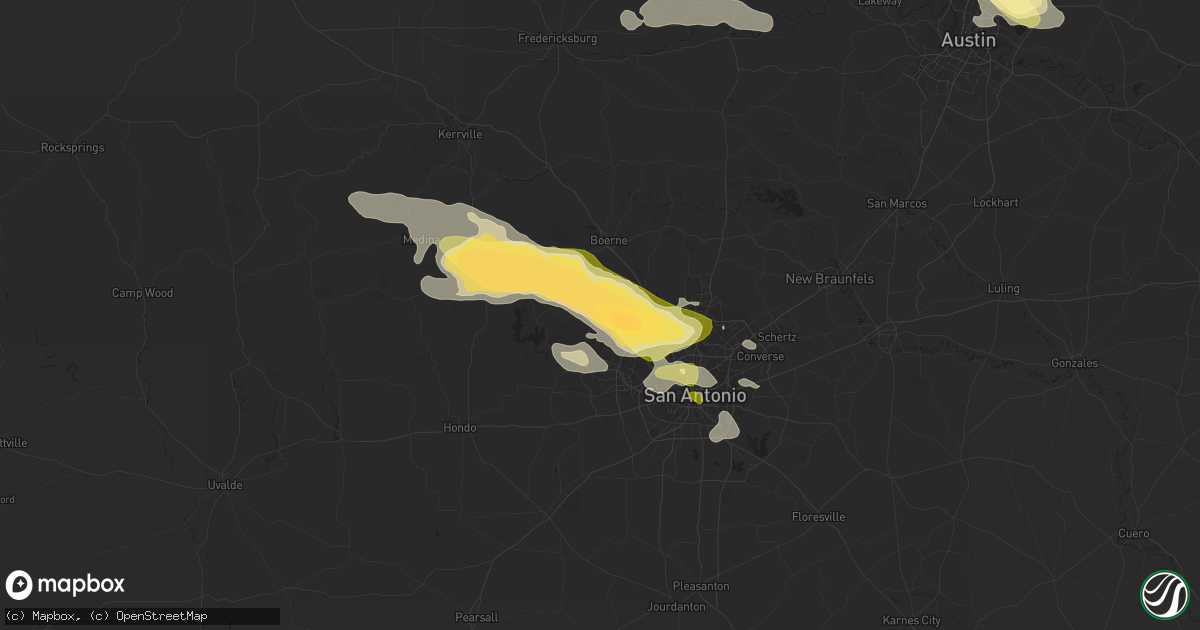 Hail map in Helotes, TX on April 28, 2023