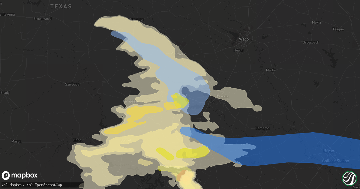 Hail map in Killeen, TX on April 28, 2023