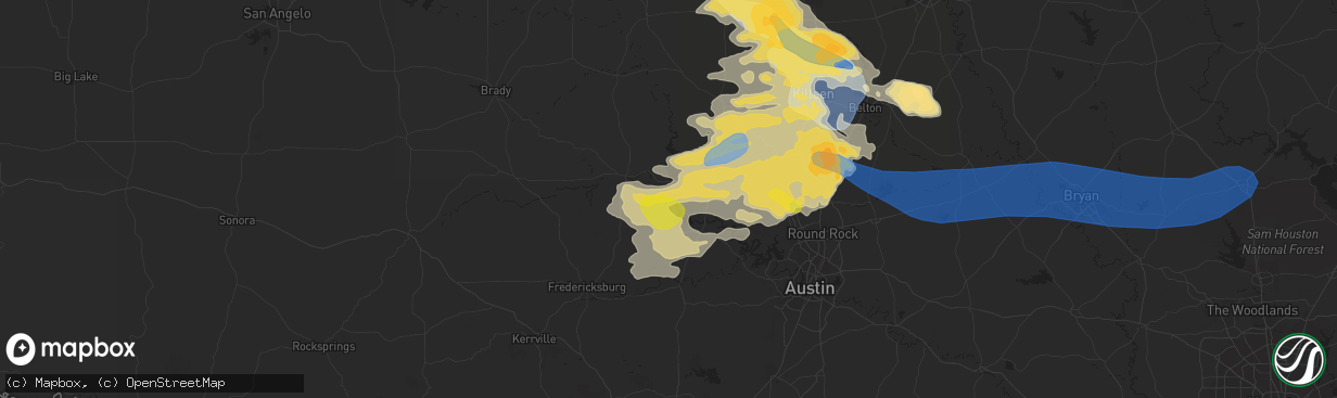 Hail map in Kingsland, TX on April 28, 2023