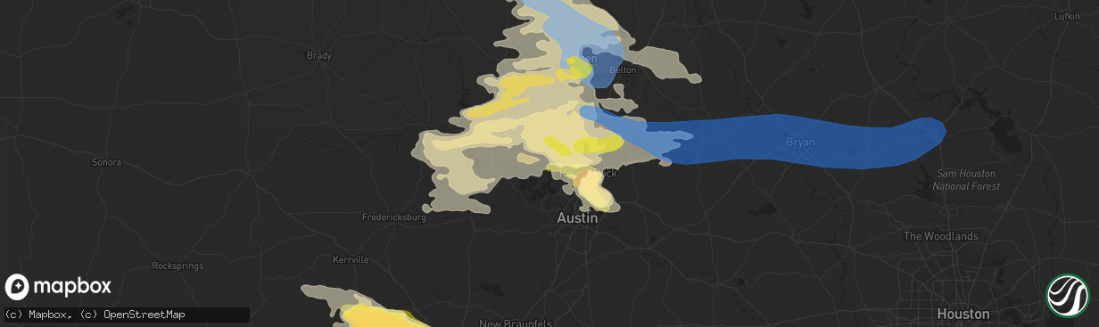 Hail map in Leander, TX on April 28, 2023