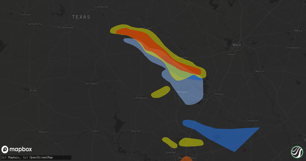 Hail map in Mansfield, TX on April 28, 2023