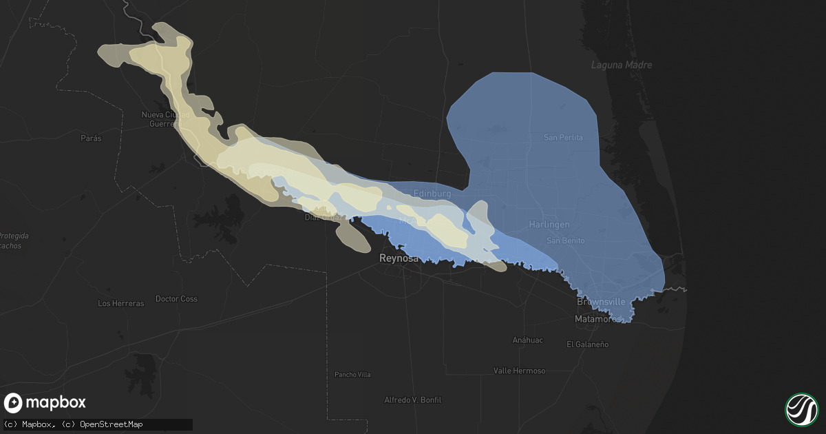 Hail map in Mcallen, TX on April 28, 2023