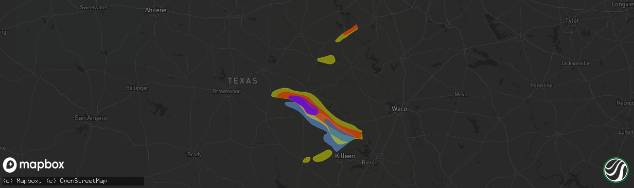 Hail map in Nemo, TX on April 28, 2023