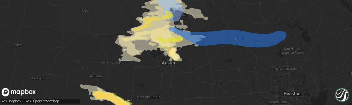Hail map in Pflugerville, TX on April 28, 2023