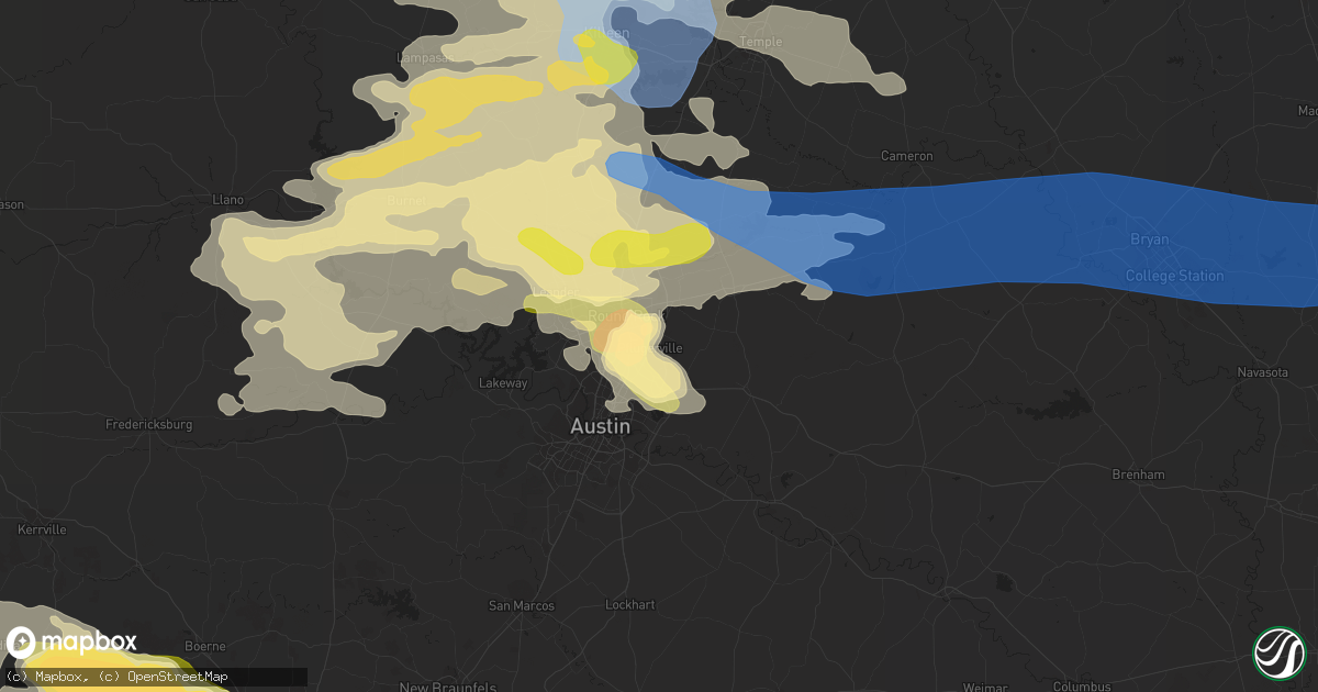 Hail map in Pflugerville, TX on April 28, 2023