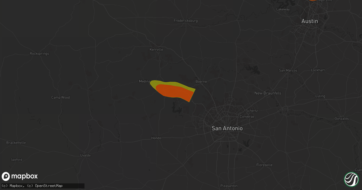 Hail map in Pipe Creek, TX on April 28, 2023