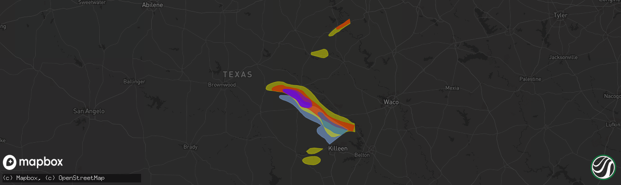 Hail map in Pottsville, TX on April 28, 2023