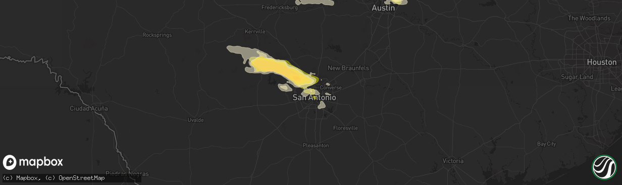Hail map in San Antonio, TX on April 28, 2023