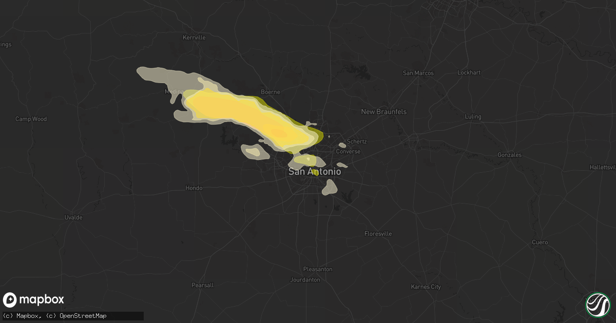 Hail map in San Antonio, TX on April 28, 2023