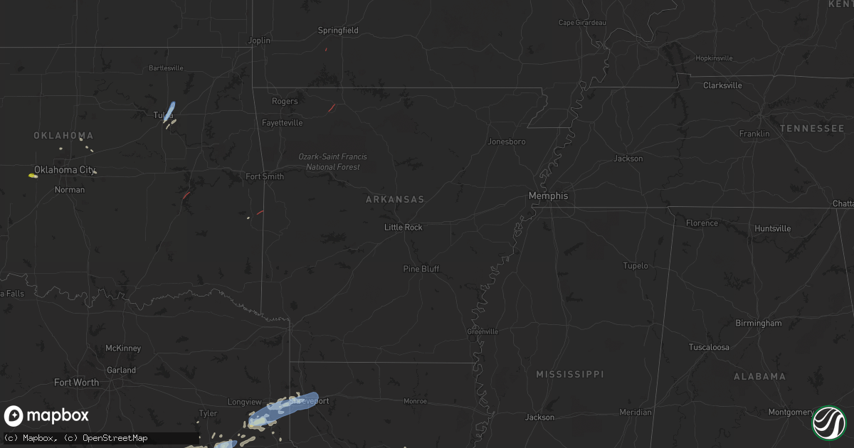 Hail map in Arkansas on April 28, 2024