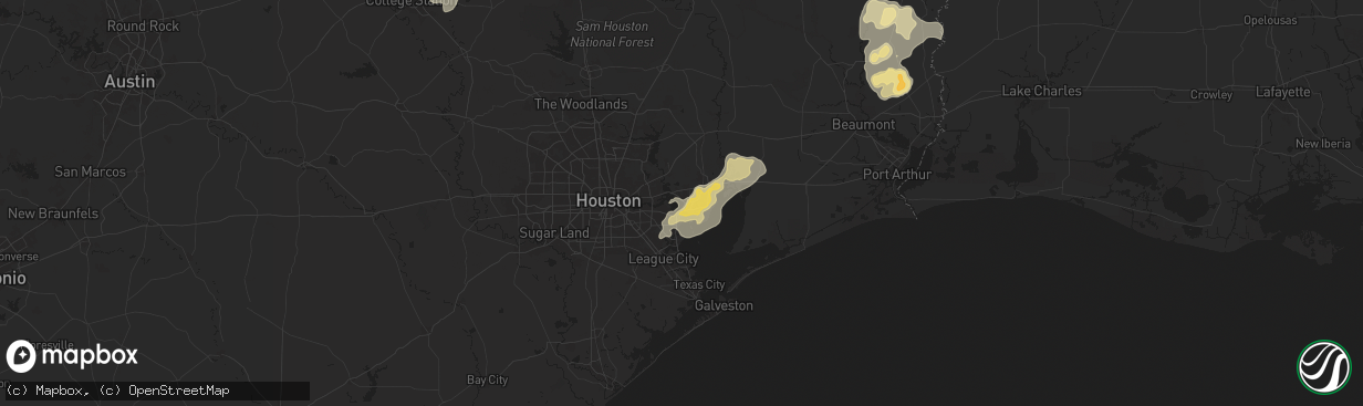 Hail map in Baytown, TX on April 28, 2024