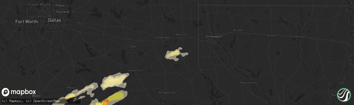Hail map in Beckville, TX on April 28, 2024