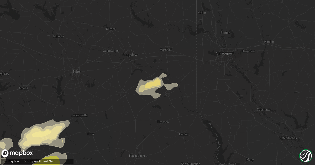 Hail map in Beckville, TX on April 28, 2024