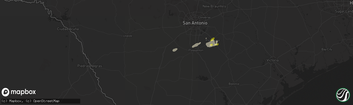 Hail map in Bigfoot, TX on April 28, 2024