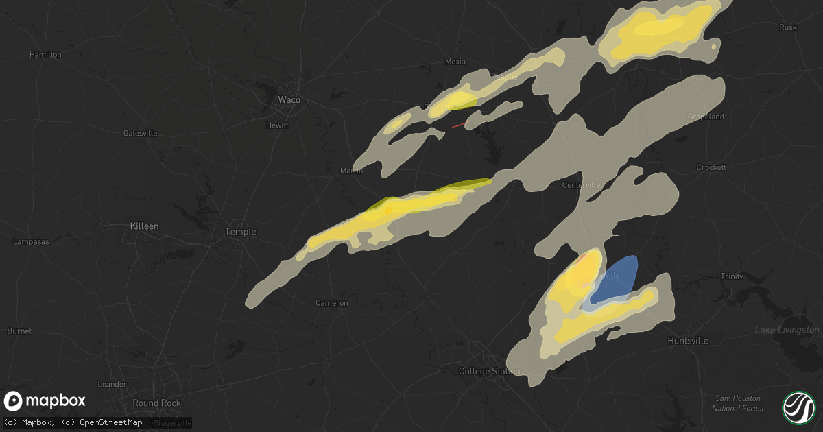 Hail map in Bremond, TX on April 28, 2024