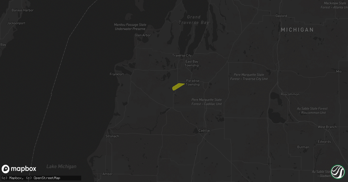 Hail map in Buckley, MI on April 28, 2024