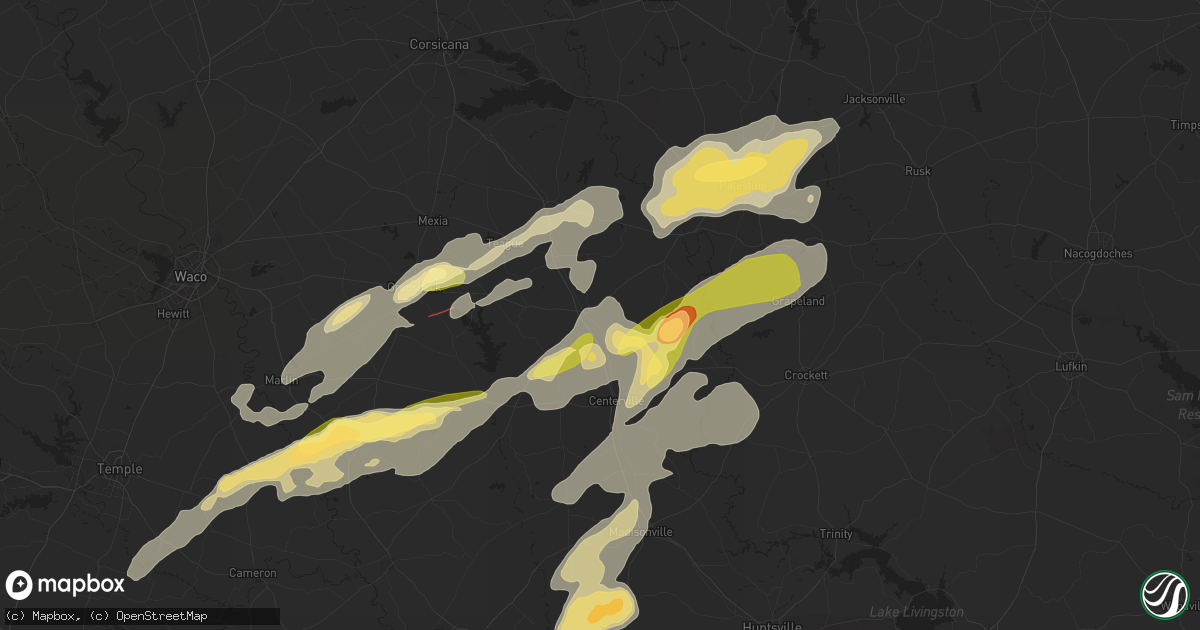Hail map in Buffalo, TX on April 28, 2024