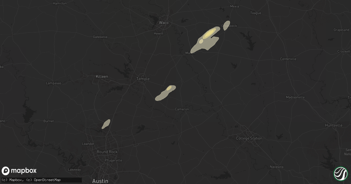 Hail map in Burlington, TX on April 28, 2024