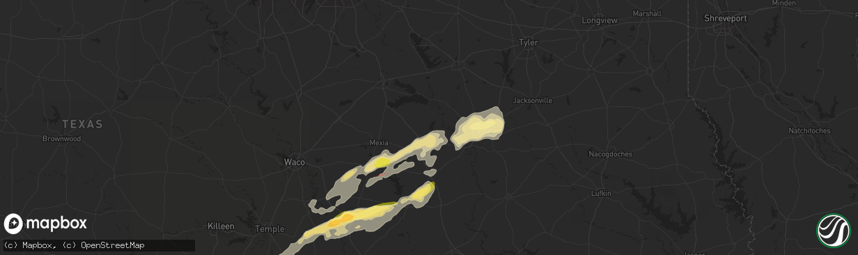 Hail map in Fairfield, TX on April 28, 2024