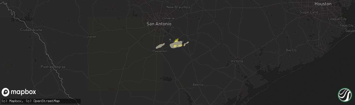 Hail map in Falls City, TX on April 28, 2024