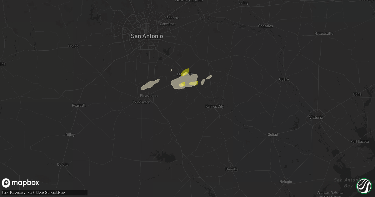 Hail map in Falls City, TX on April 28, 2024