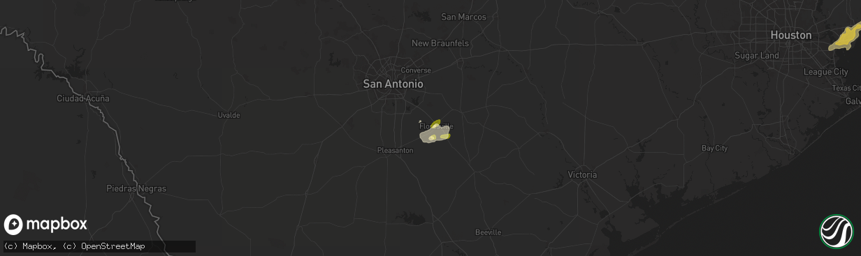 Hail map in Floresville, TX on April 28, 2024