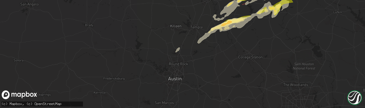 Hail map in Georgetown, TX on April 28, 2024