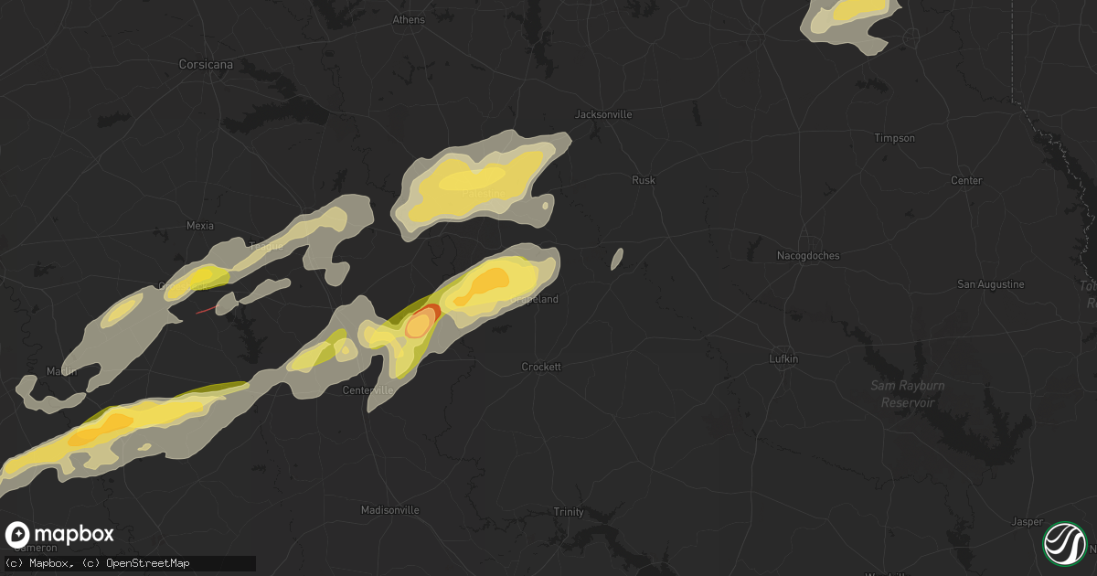 Hail map in Grapeland, TX on April 28, 2024