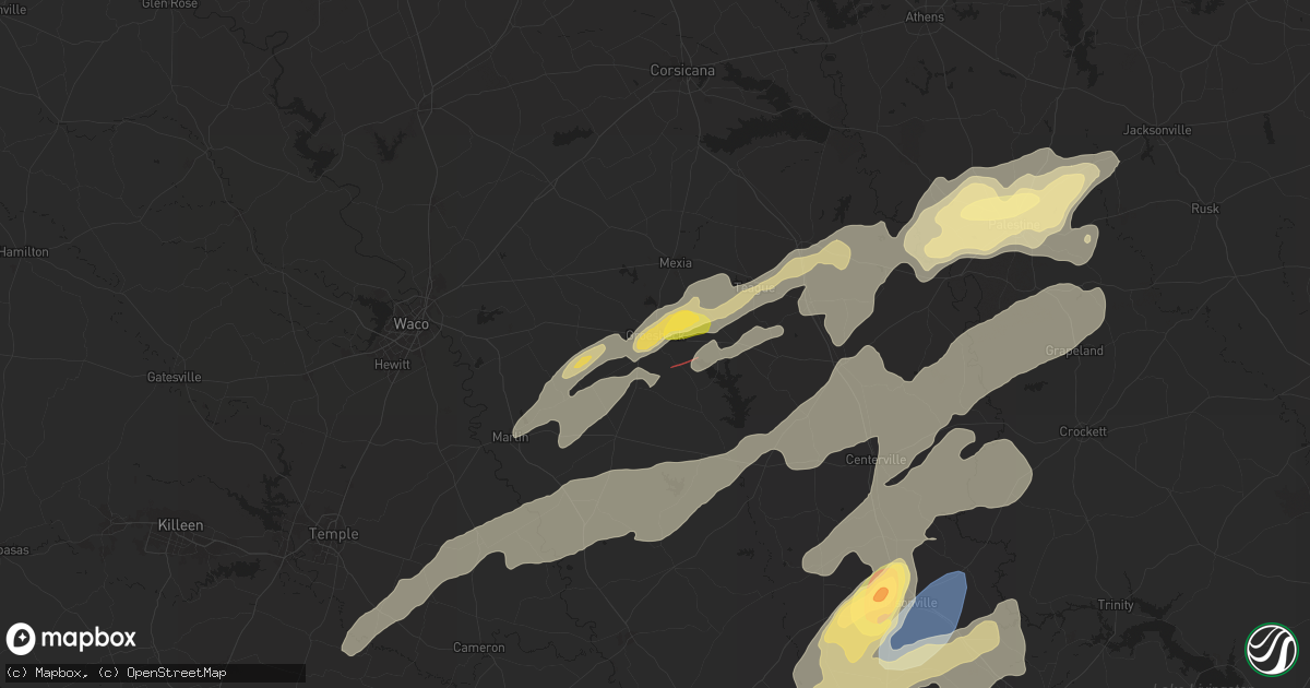 Hail map in Groesbeck, TX on April 28, 2024