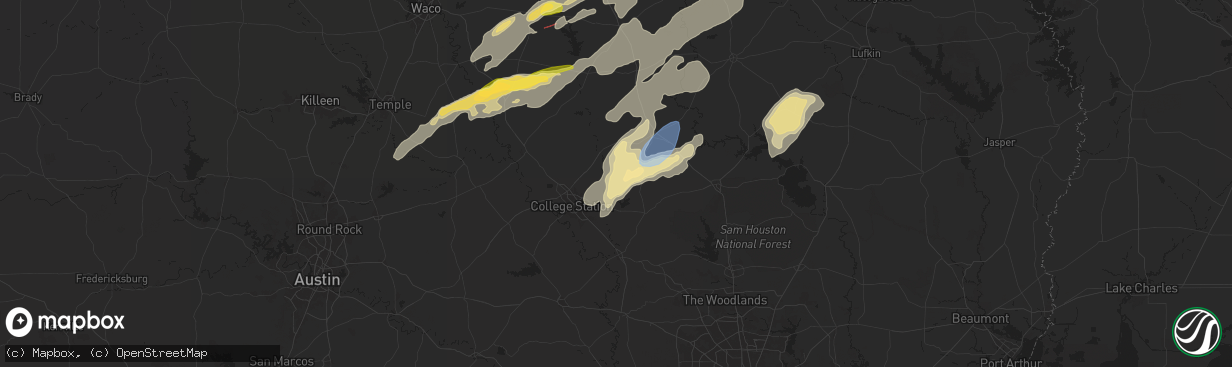 Hail map in Iola, TX on April 28, 2024