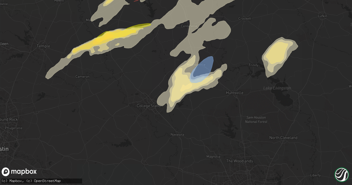 Hail map in Iola, TX on April 28, 2024