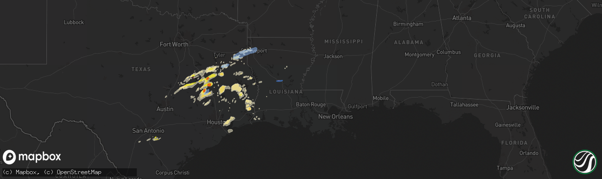 Hail map in Louisiana on April 28, 2024