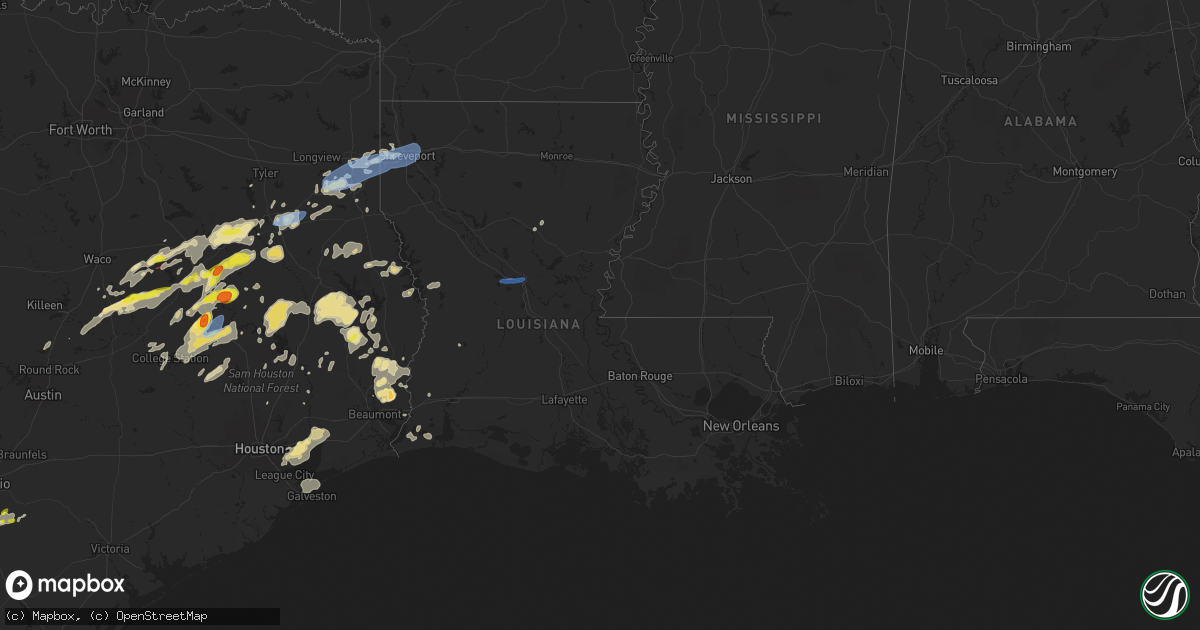 Hail map in Louisiana on April 28, 2024