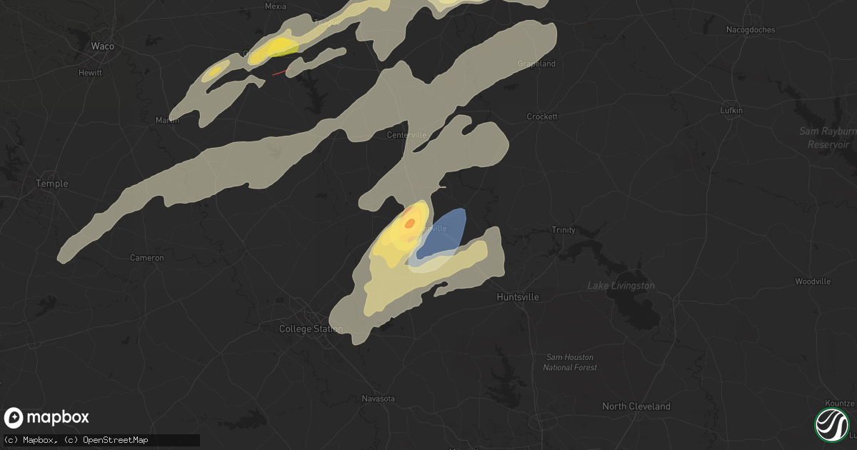 Hail map in Madisonville, TX on April 28, 2024