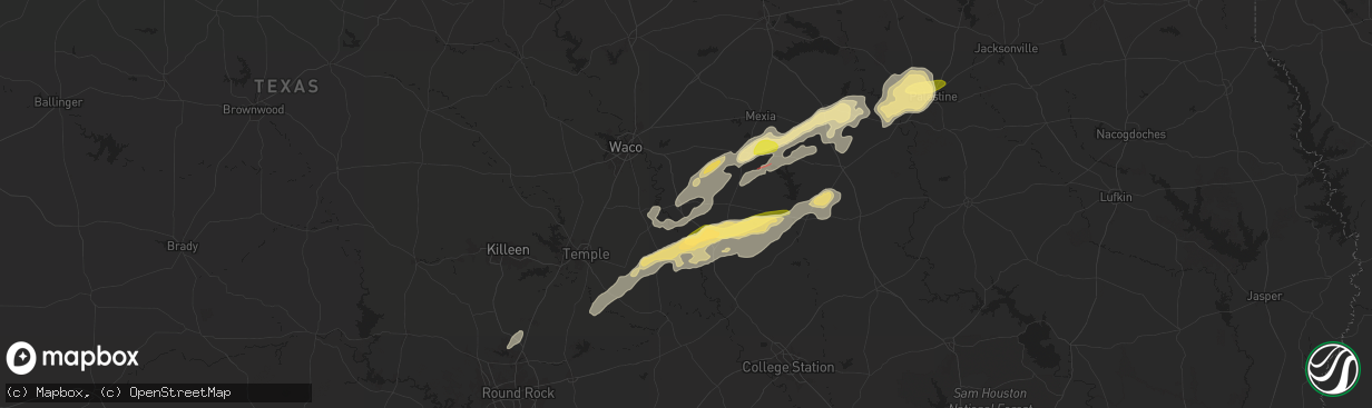 Hail map in Marlin, TX on April 28, 2024