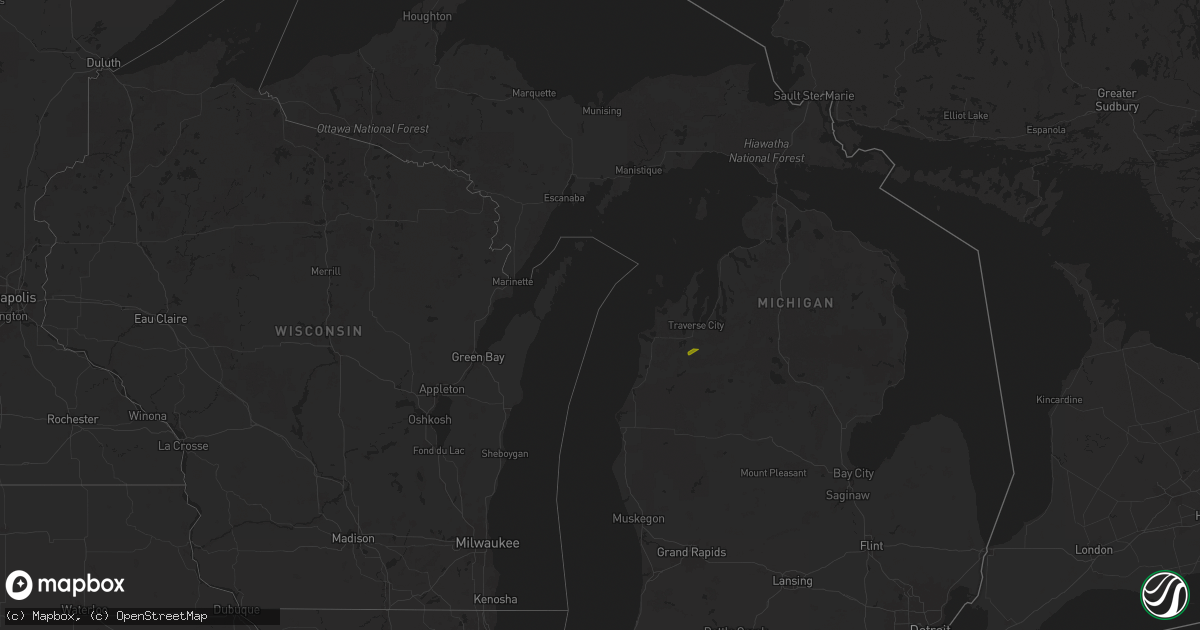 Hail map in Michigan on April 28, 2024