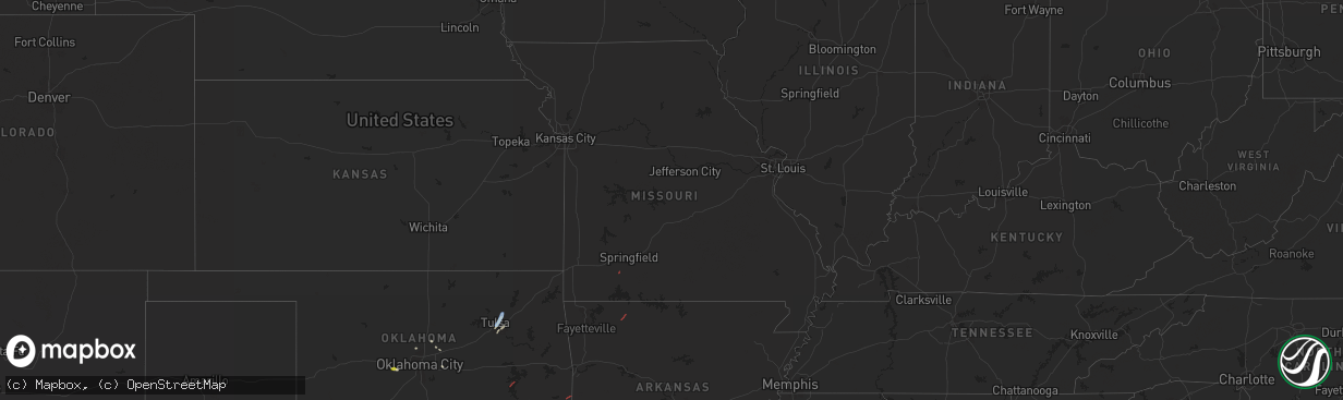 Hail map in Missouri on April 28, 2024