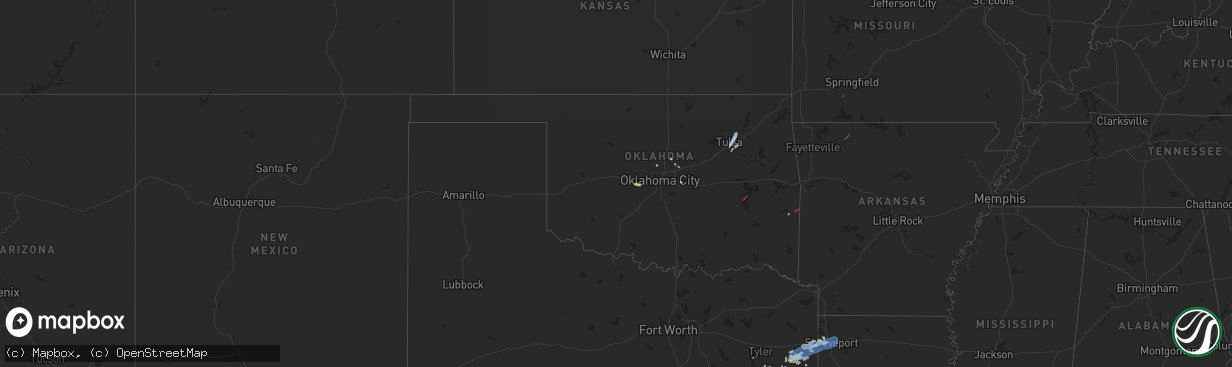 Hail map in Oklahoma on April 28, 2024