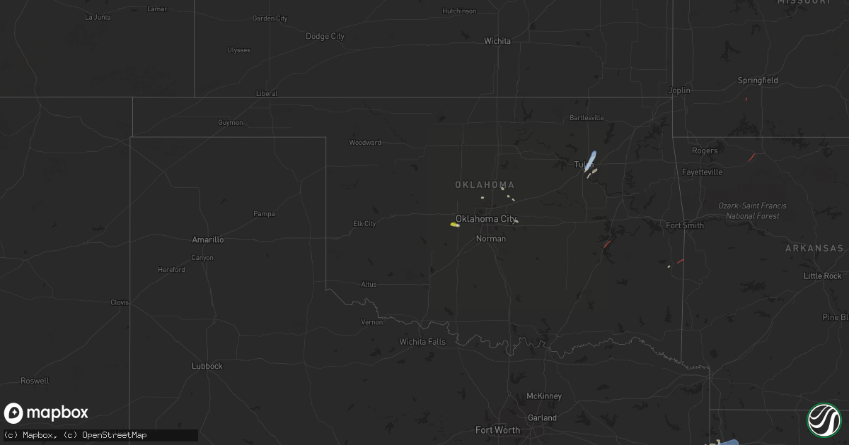 Hail map in Oklahoma on April 28, 2024