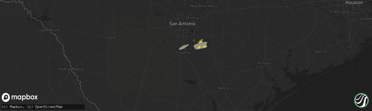 Hail map in Pleasanton, TX on April 28, 2024