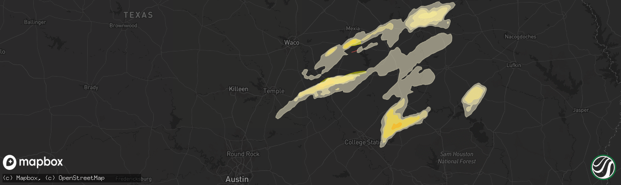 Hail map in Rosebud, TX on April 28, 2024