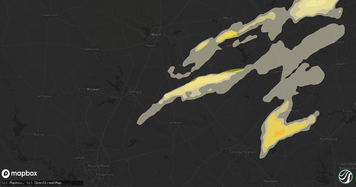 Hail map in Rosebud, TX on April 28, 2024