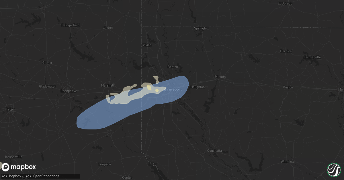 Hail map in Shreveport, LA on April 28, 2024