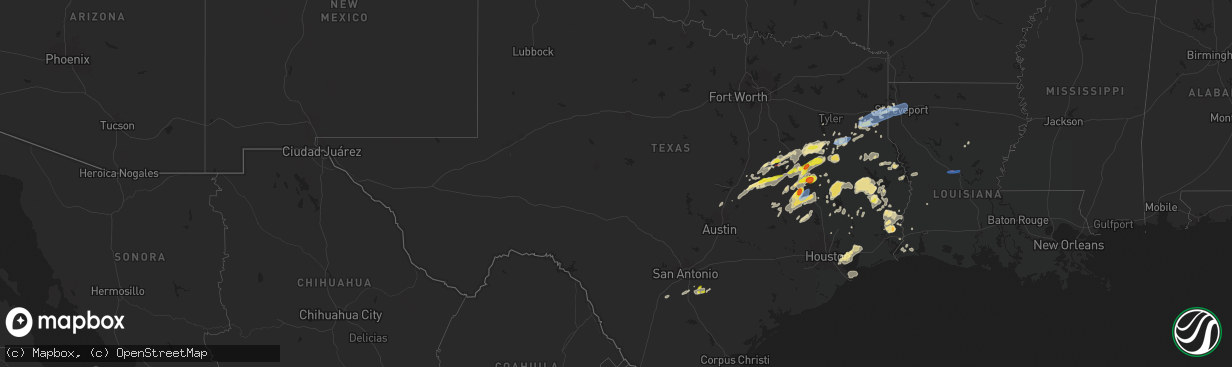 Hail map in Texas on April 28, 2024