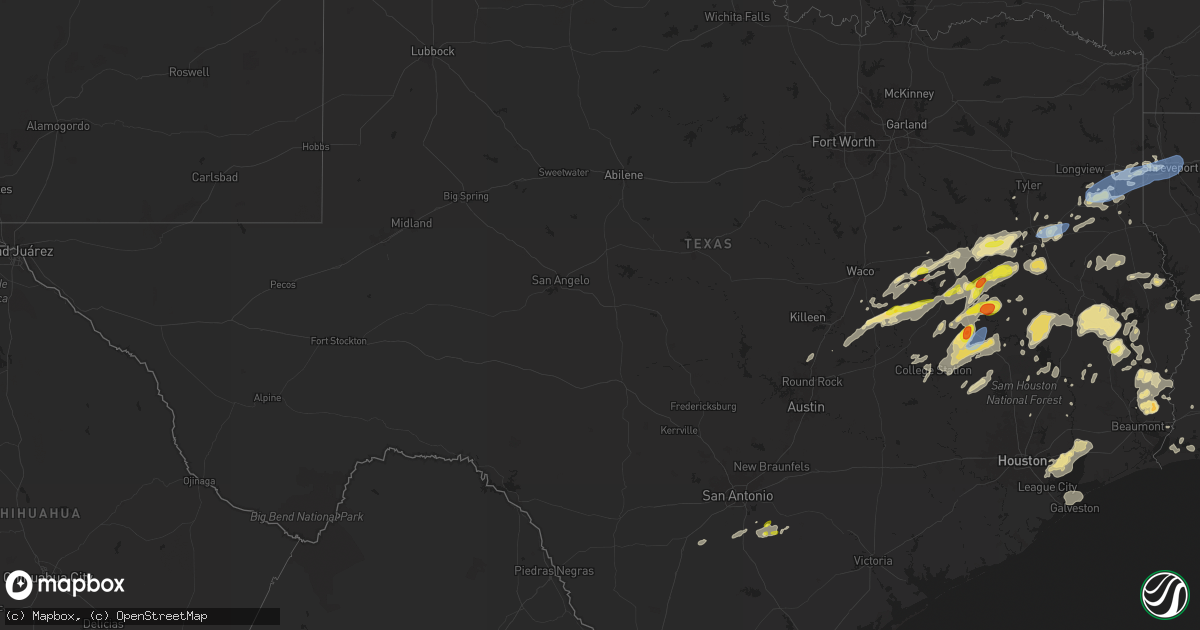 Hail map in Texas on April 28, 2024